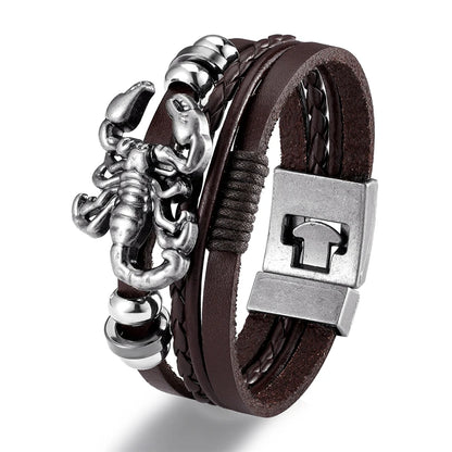 Genuine Leather Multilayer Anchor Bracelet for Men