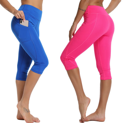 Women’s High-Waist Capri Leggings with Side Pockets