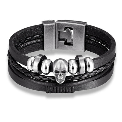 Genuine Leather Multilayer Anchor Bracelet for Men