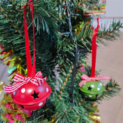 Hollow Bowknot Metal Bells Xmas Tree Pendant Christmas Party Hanging Ornament