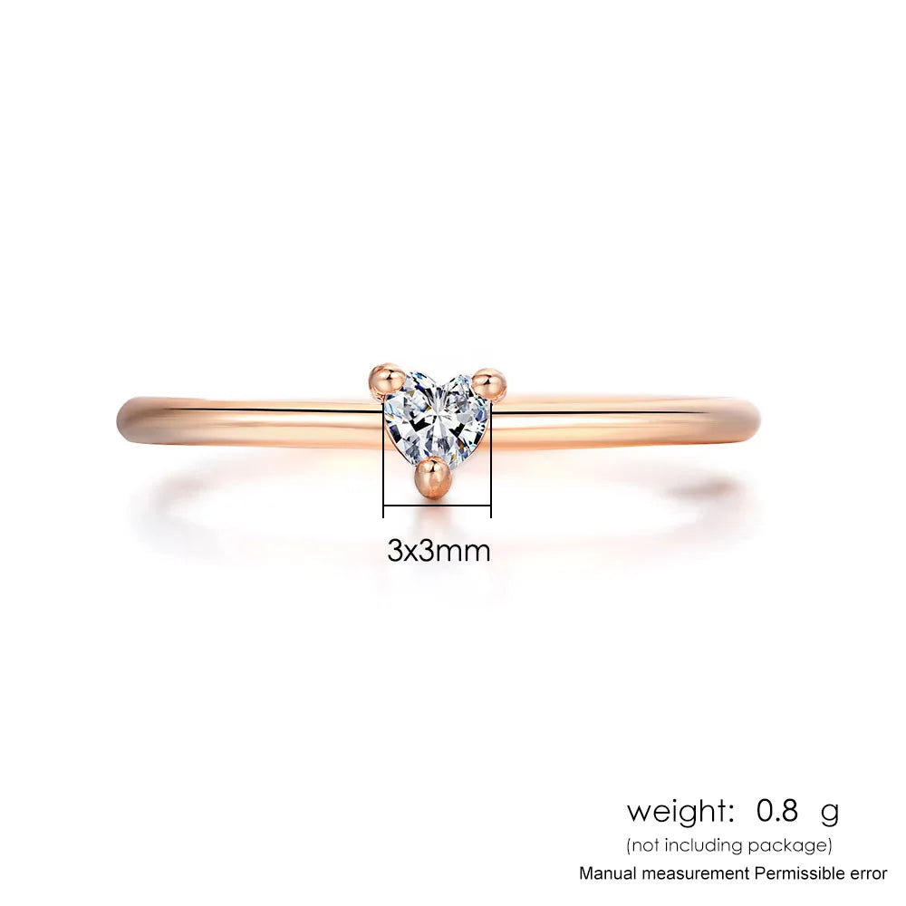 Little Heart Shaped Gold Color Finger Rings For Women