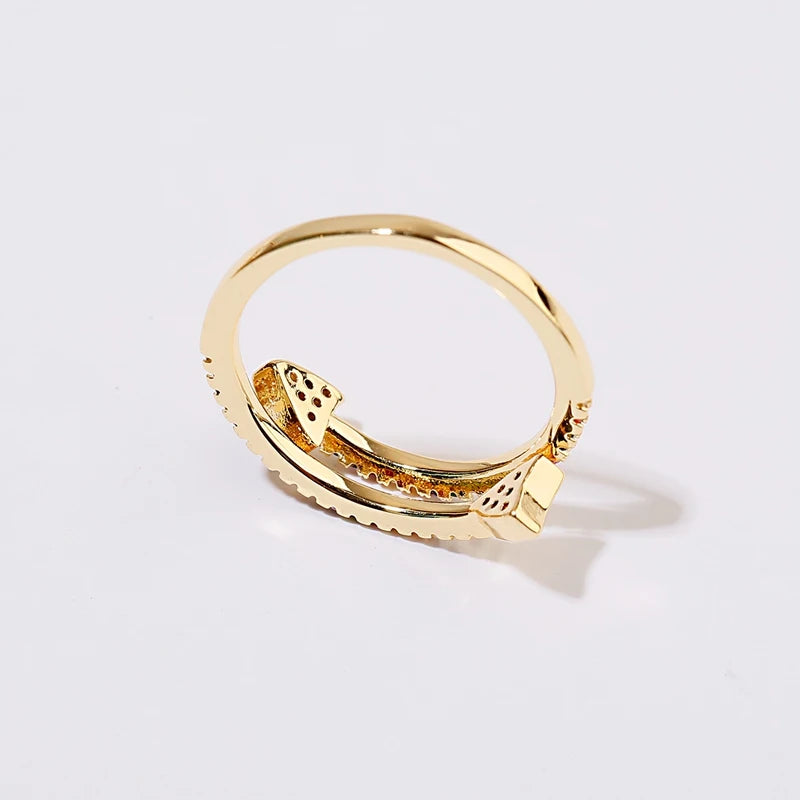 High Quality Gold Color Open Double Arrow Ring for Women and Girls