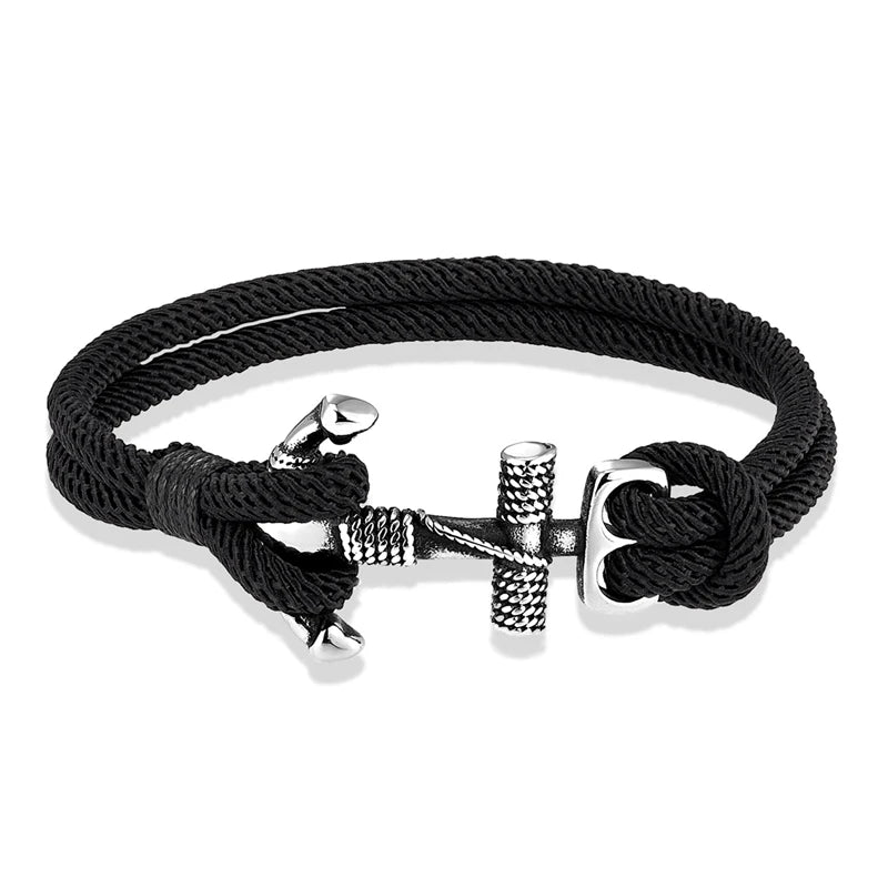 Nautical Rope Anchor Bracelet with Stainless Steel Buckle