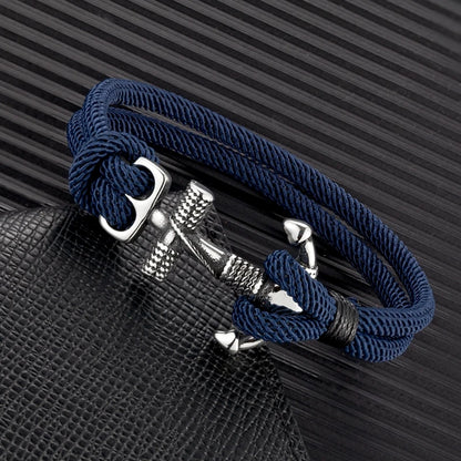 Nautical Rope Anchor Bracelet with Stainless Steel Buckle