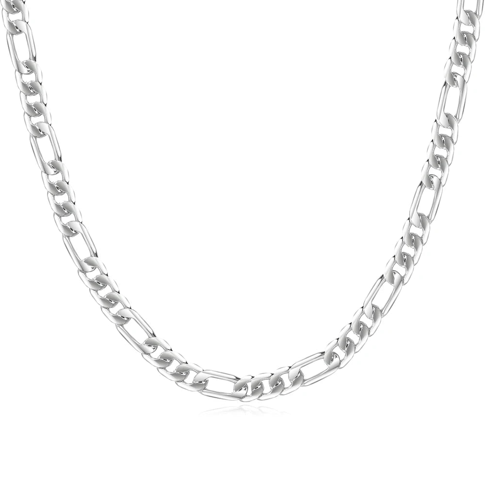 Men's 8MM 925 Silver Figaro Chain Necklace - 20'' to 50cm