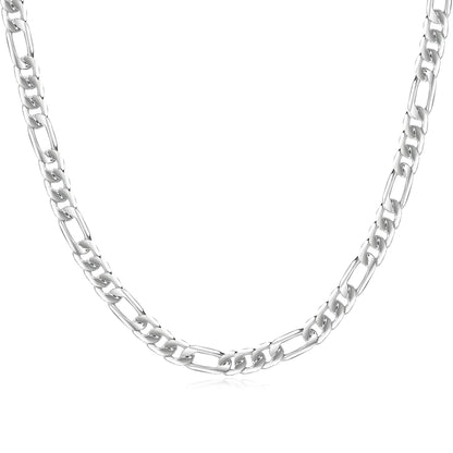 Men's 8MM 925 Silver Figaro Chain Necklace - 20'' to 50cm