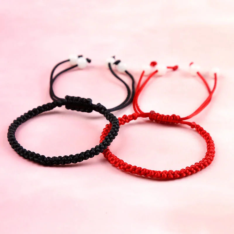 Handmade Black Red Rope Knot Bracelet for Men & Women