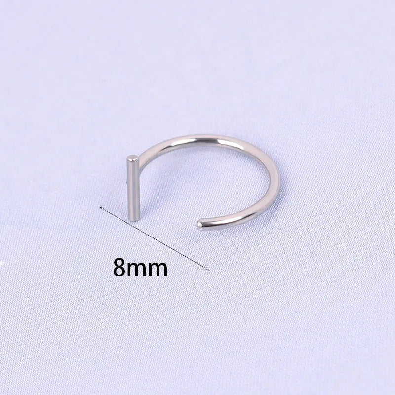 Punk 8/10mm Titanium Steel Lip Rings Cuff Clip on Fake Labret Piercing Ear Nose Hoops Unisex Women Septum Body Jewelry