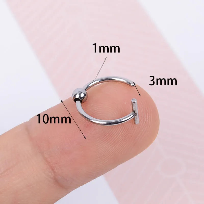 Punk 8/10mm Titanium Steel Lip Rings Cuff Clip on Fake Labret Piercing Ear Nose Hoops Unisex Women Septum Body Jewelry