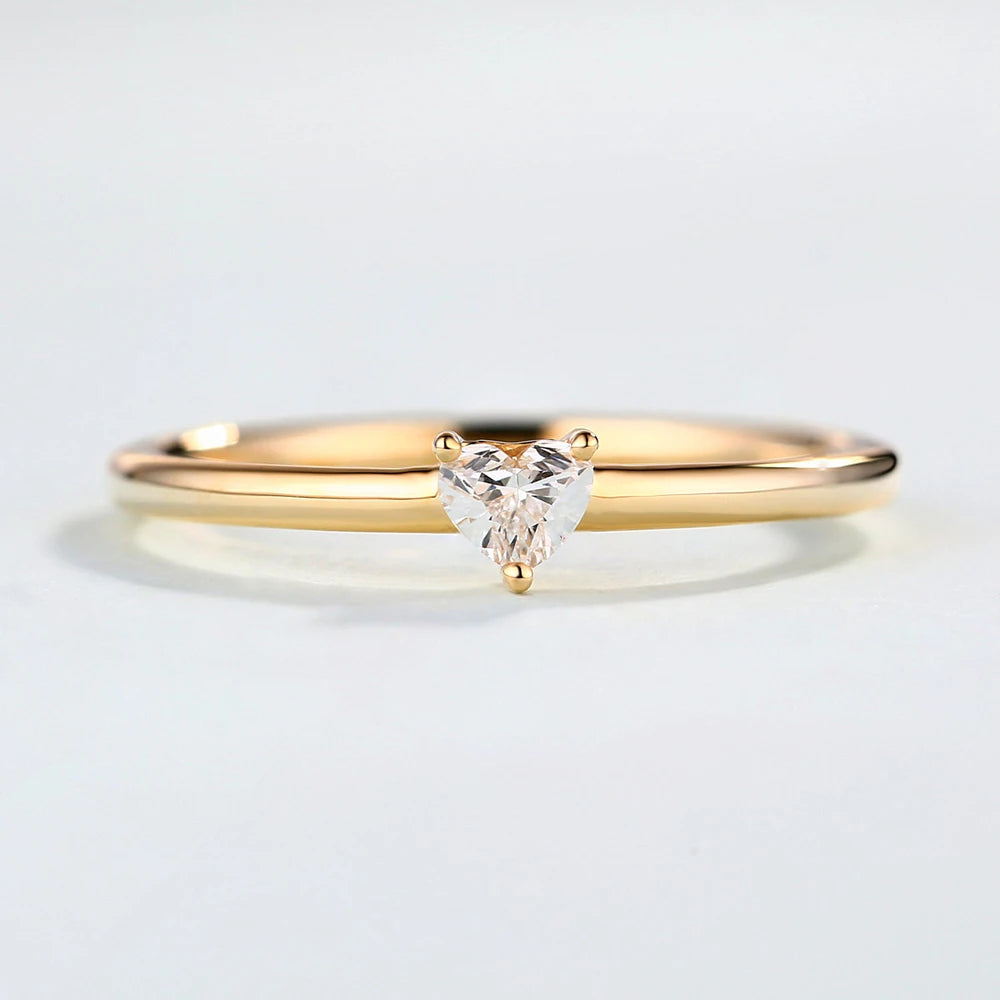 Little Heart Shaped Gold Color Finger Rings For Women