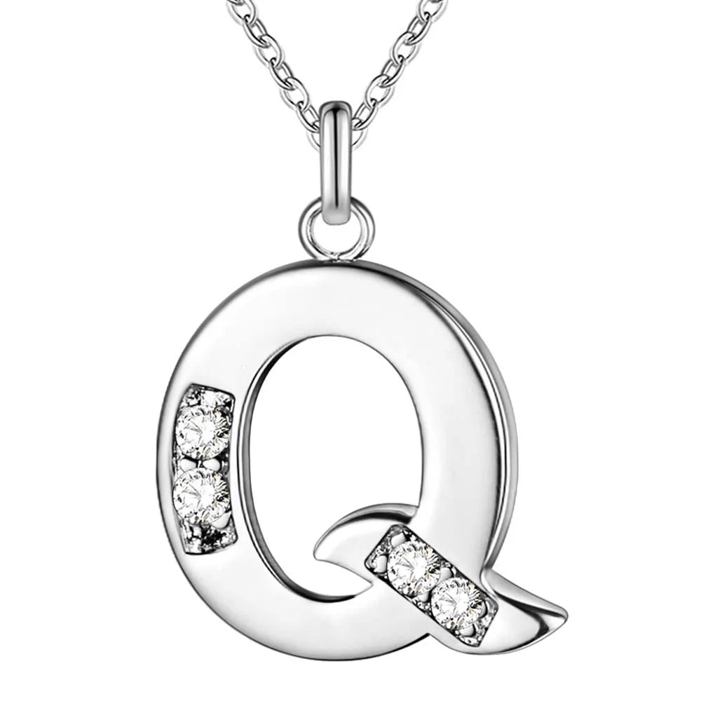 925 Sterling Silver Personalized Necklace – Mosaic Letter Necklace for Women