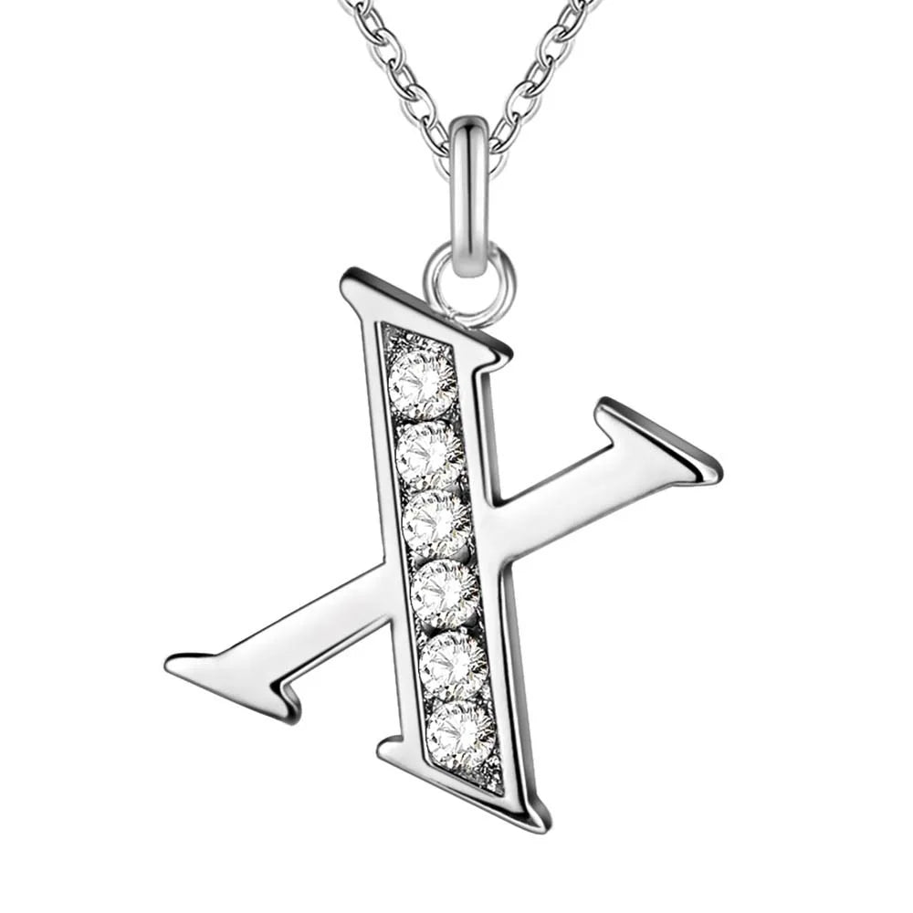 925 Sterling Silver Personalized Necklace – Mosaic Letter Necklace for Women