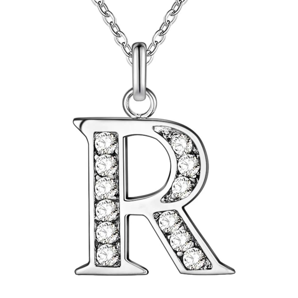 925 Sterling Silver Personalized Necklace – Mosaic Letter Necklace for Women