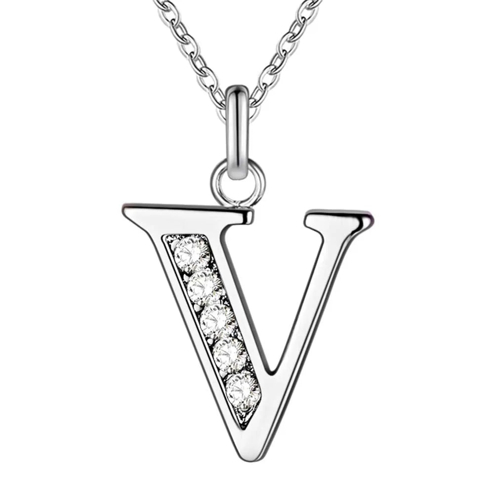 925 Sterling Silver Personalized Necklace – Mosaic Letter Necklace for Women