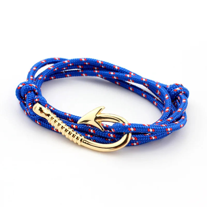 Stylish Navy Style Multilayer Rope Anchor Bracelet for Men