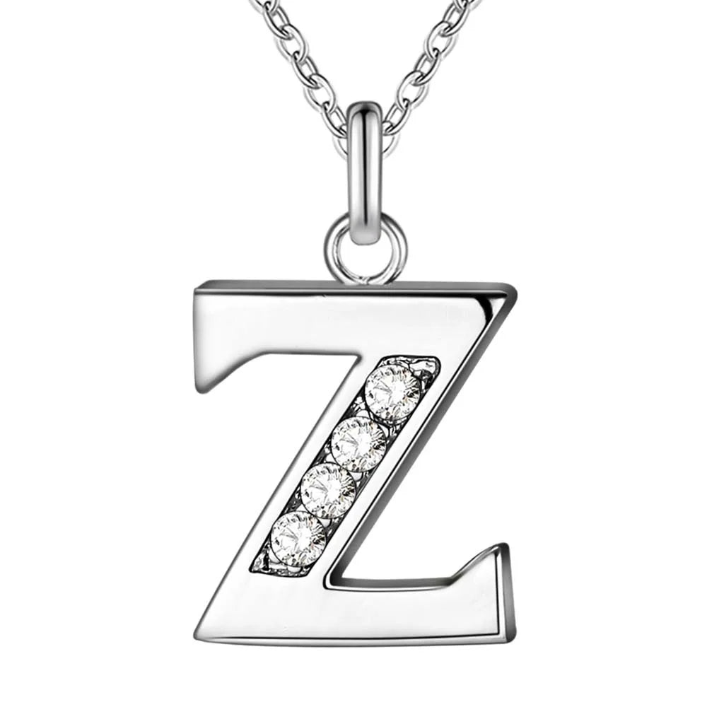 925 Sterling Silver Personalized Necklace – Mosaic Letter Necklace for Women