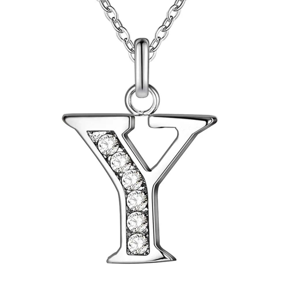 925 Sterling Silver Personalized Necklace – Mosaic Letter Necklace for Women