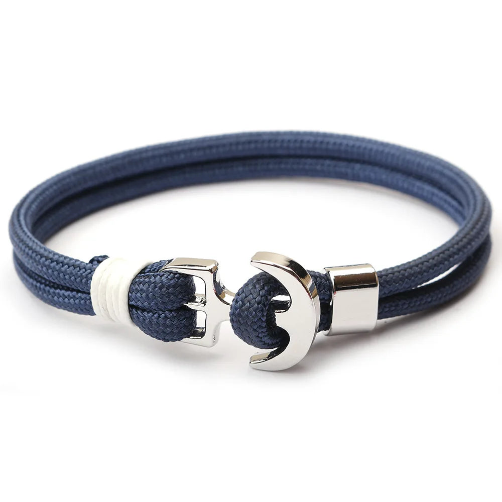 Anchor bracelet for men with a handmade rope design, featuring an easy-hook clasp.