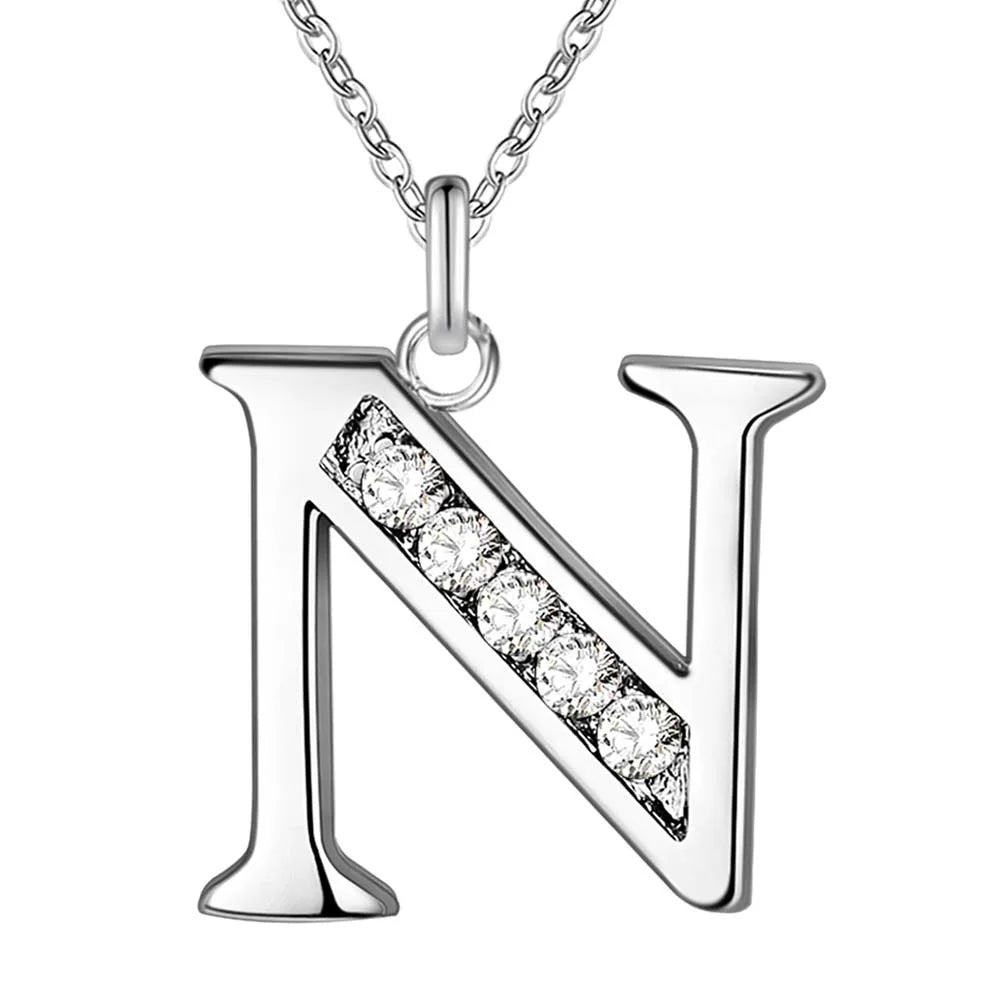 925 Sterling Silver Personalized Necklace – Mosaic Letter Necklace for Women