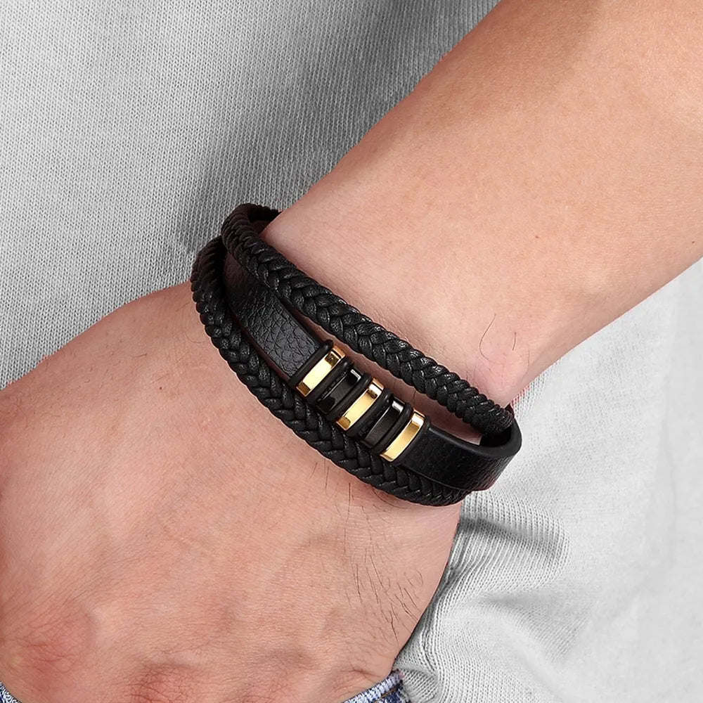 Stainless Steel Charm Magnetic Black Men Bracelet