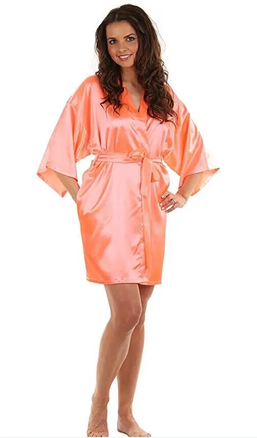 Women's Faux Silk Robe Bath Gown Hot Solid Color Sleepwear