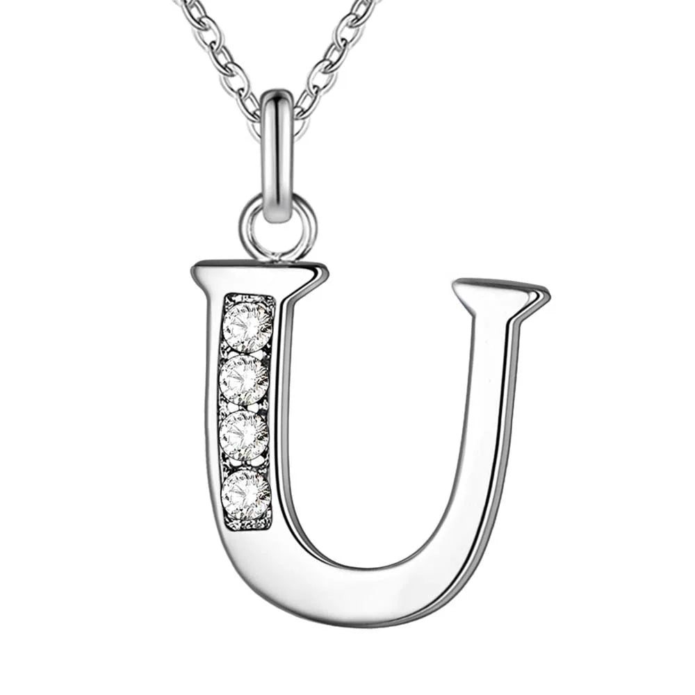 925 Sterling Silver Personalized Necklace – Mosaic Letter Necklace for Women