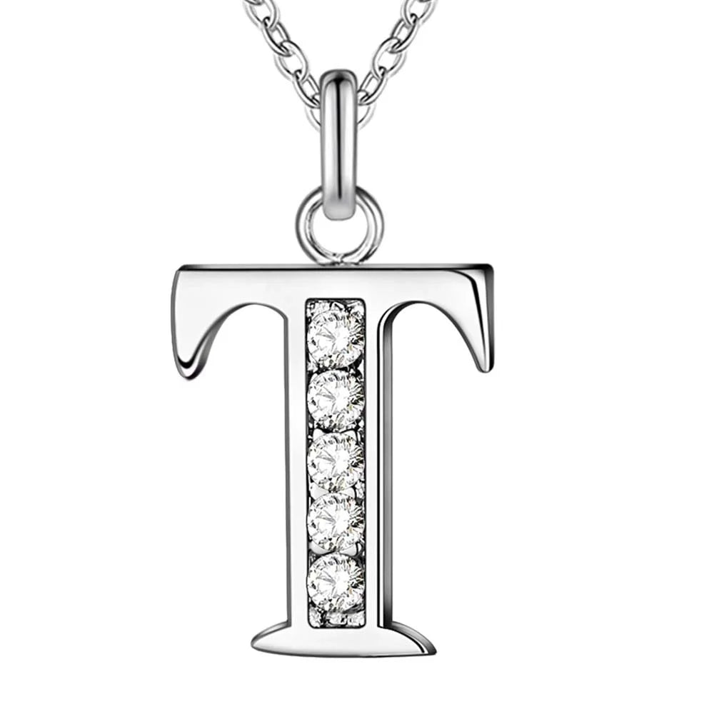 925 Sterling Silver Personalized Necklace – Mosaic Letter Necklace for Women