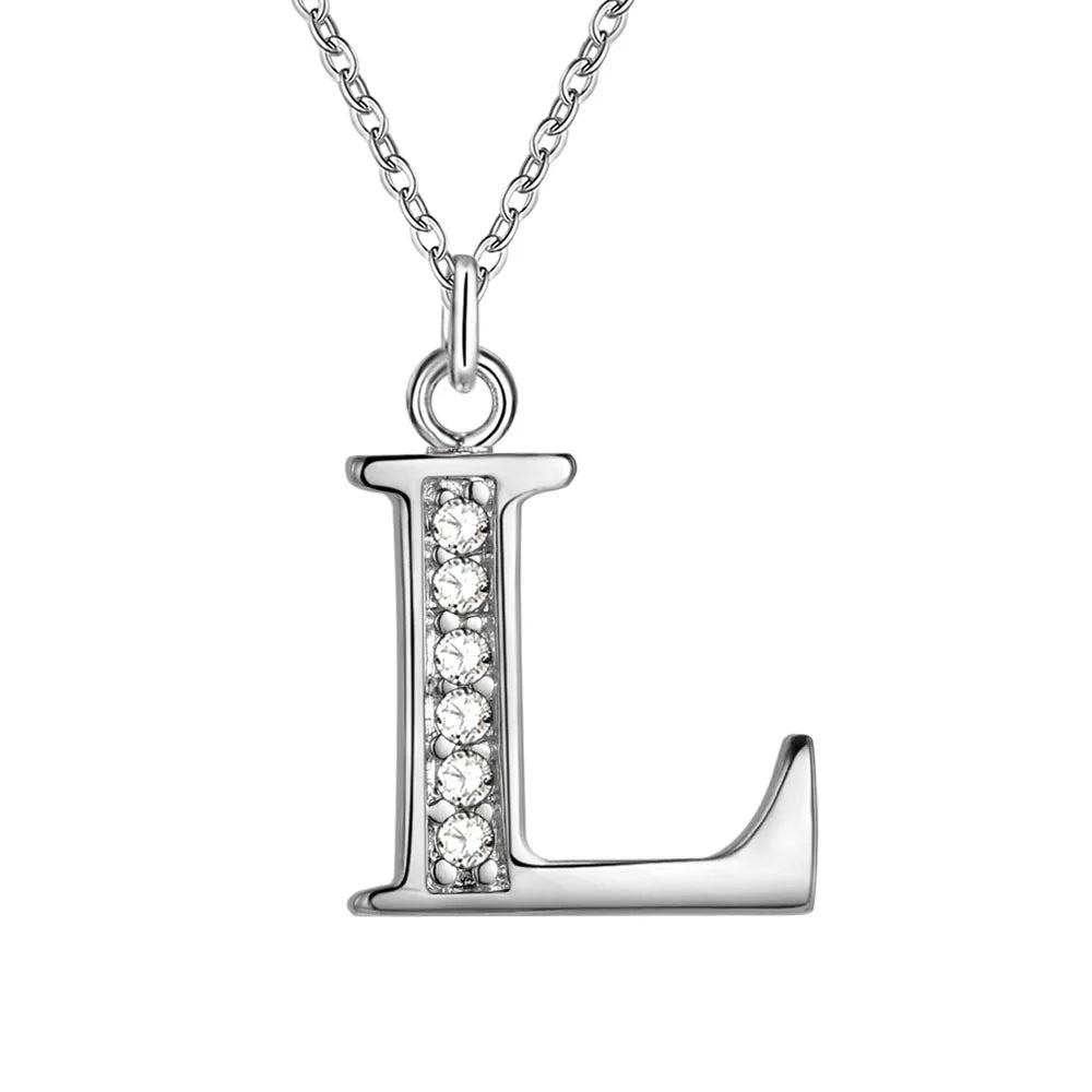 925 Sterling Silver Personalized Necklace – Mosaic Letter Necklace for Women