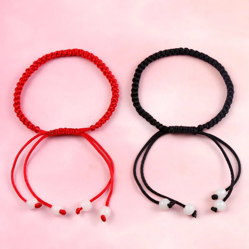 Handmade Black Red Rope Knot Bracelet for Men & Women