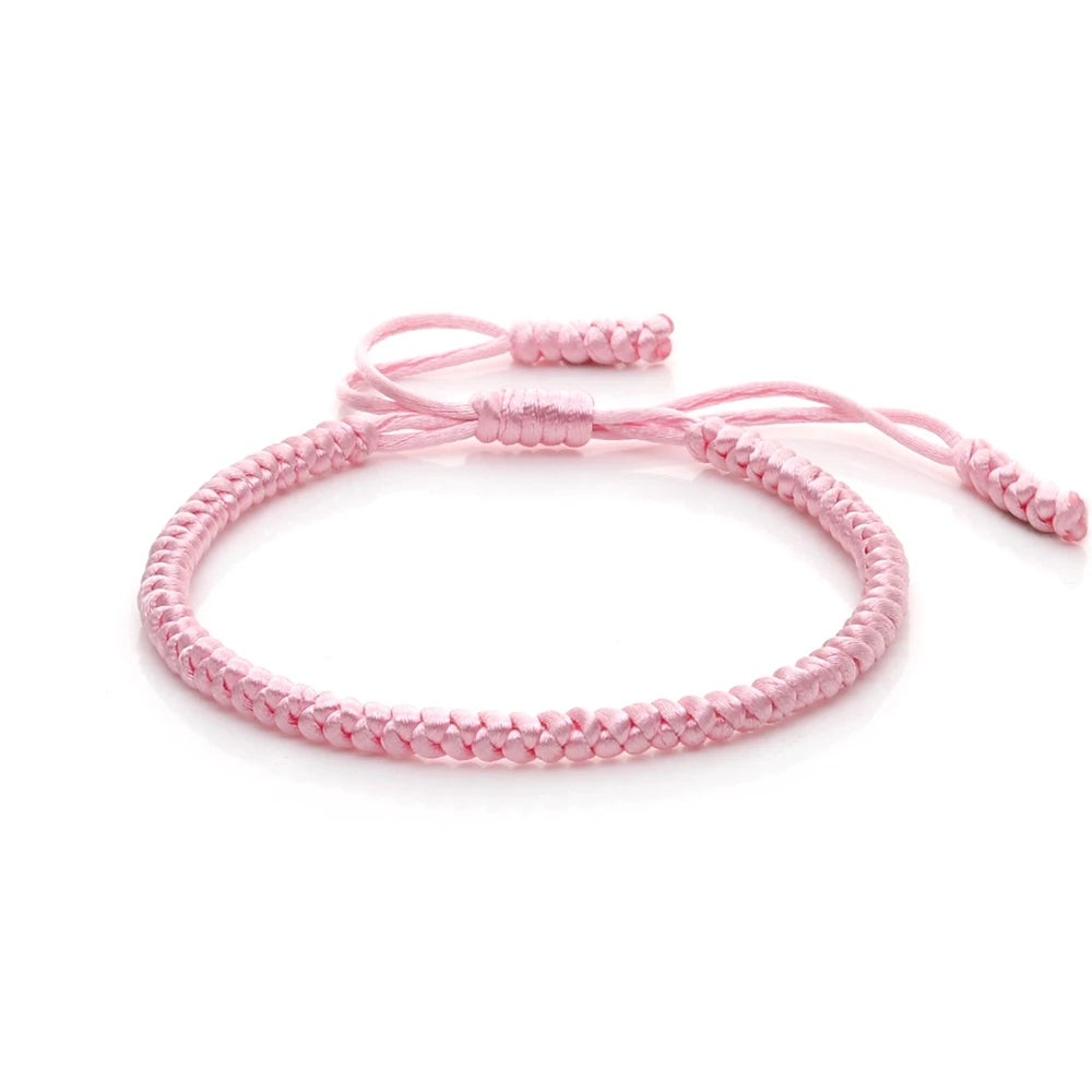 Multicolor Rope Lucky Knot Bracelet with Handmade Adjustable Woven Charm