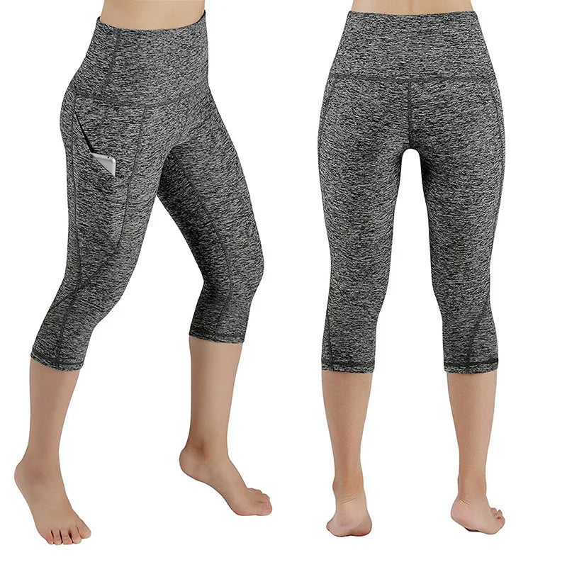 Women’s High-Waist Capri Leggings with Side Pockets