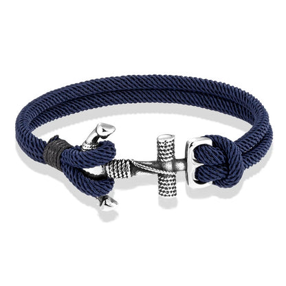 Nautical Rope Anchor Bracelet with Stainless Steel Buckle