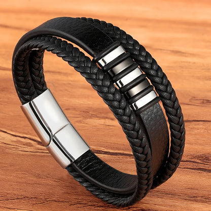 Stainless Steel Charm Magnetic Black Men Bracelet