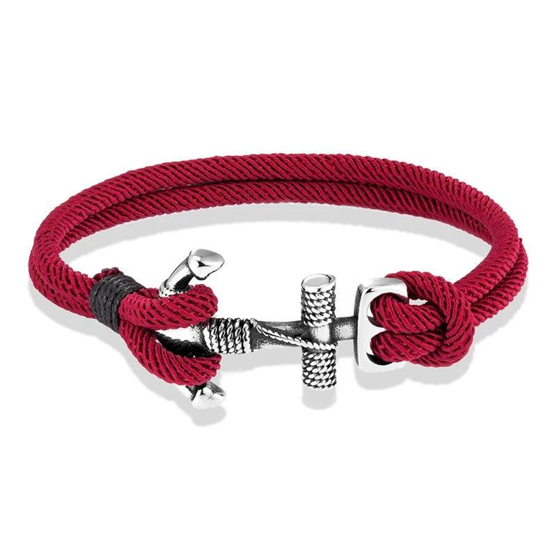 Nautical Rope Anchor Bracelet with Stainless Steel Buckle