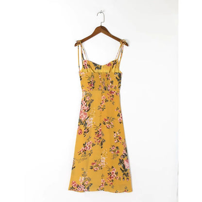 Elegant Floral Vintage Midi Summer Dress For Women