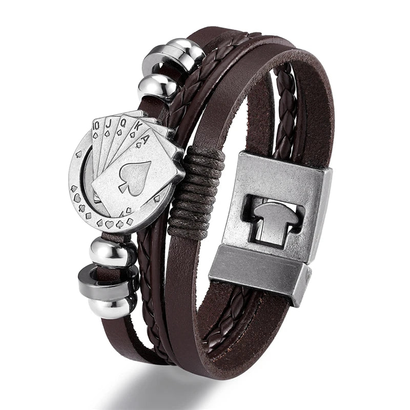 Genuine Leather Multilayer Anchor Bracelet for Men