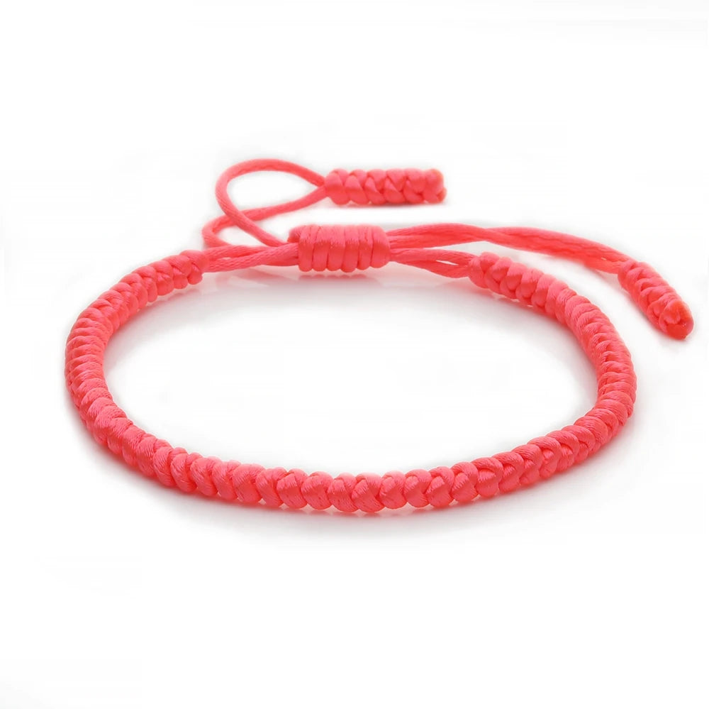 Multicolor Rope Lucky Knot Bracelet with Handmade Adjustable Woven Charm