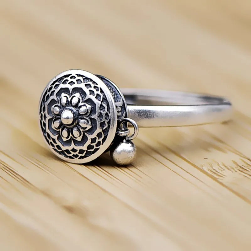 Silver Color Buddhist Ring for Women