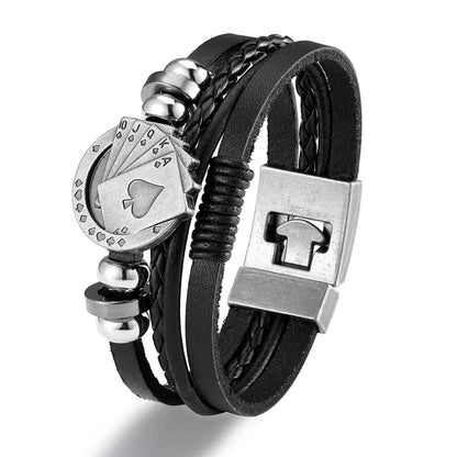 Genuine Leather Multilayer Anchor Bracelet for Men