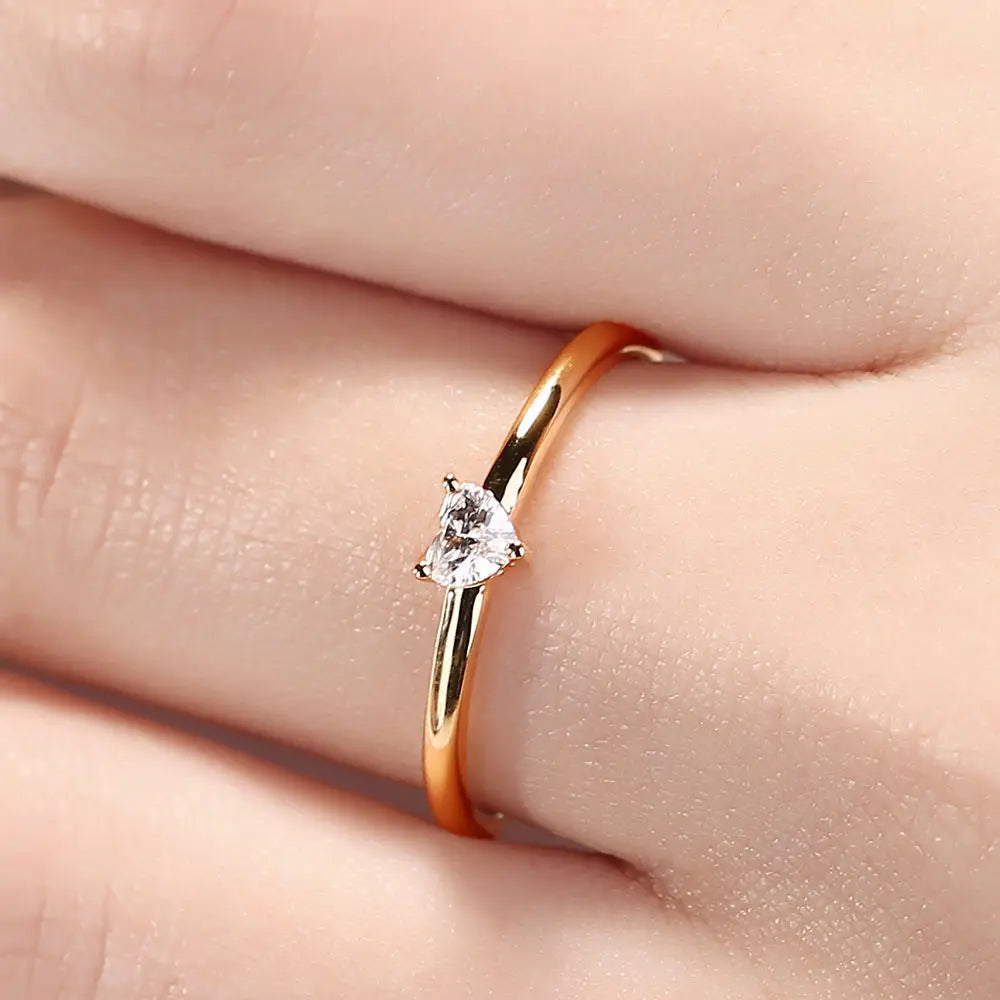 Little Heart Shaped Gold Color Finger Rings For Women