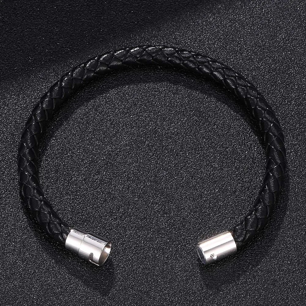 Classic Braided Leather Men Bracelets with Magnetic Clasp