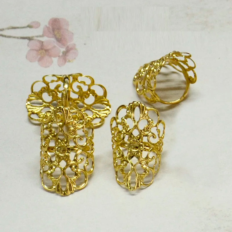 Golden Silver Nails Cover Decor Rings