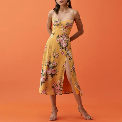 Elegant Floral Vintage Midi Summer Dress For Women