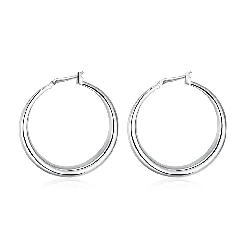 925 Sterling Silver 33mm Big Circle Round Hoop Earring For Women Unusual Earrings 2022 Trend Christmas Jewelry