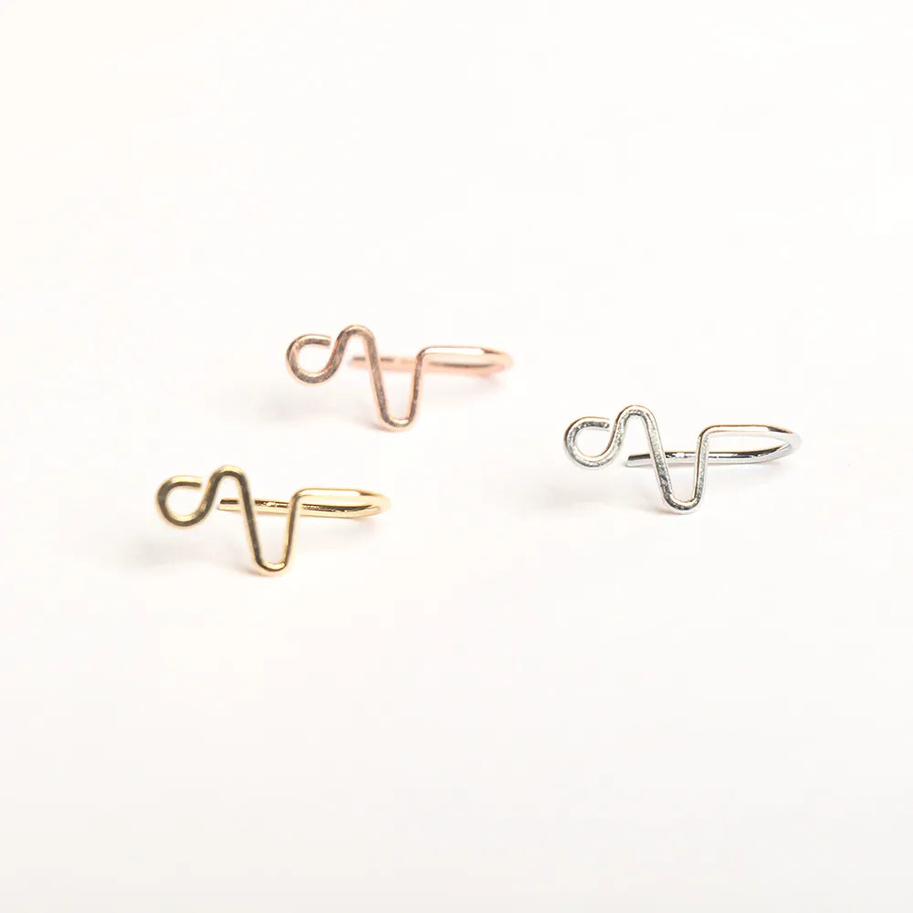 Original Copper Wire Spiral Fake Piercing Nose Ring Pink Gold Silver Color Clip Nose Ring Also Can Be Ear Clip Cuff Bijoux