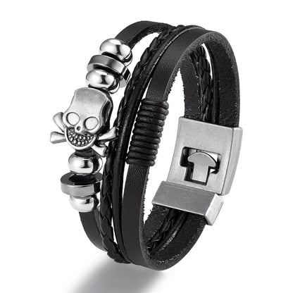 Genuine Leather Multilayer Anchor Bracelet for Men