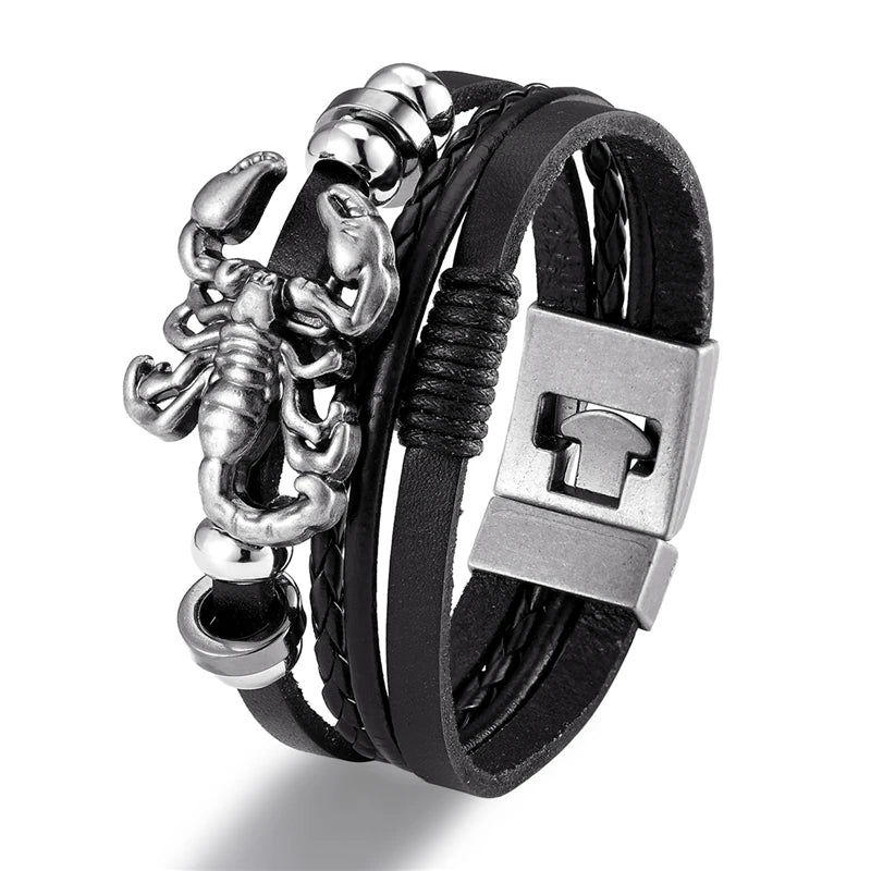 Genuine Leather Multilayer Anchor Bracelet for Men