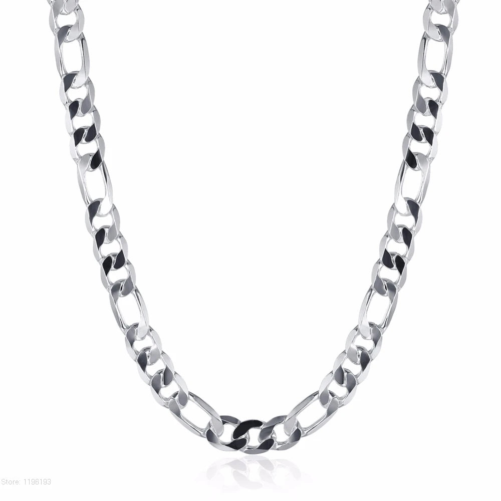 High Quality 10MM 20'' 24'' 50cm 60cm Men Necklace 925 Silver Figaro Chain Necklaces For Male Jewelry Party Gift