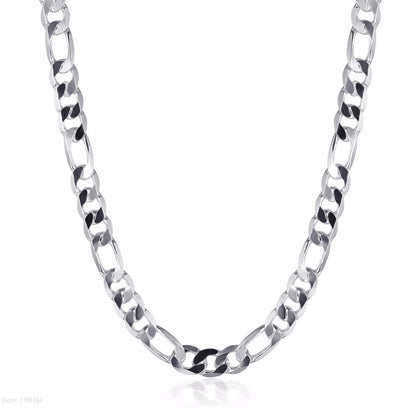 High Quality 10MM 20'' 24'' 50cm 60cm Men Necklace 925 Silver Figaro Chain Necklaces For Male Jewelry Party Gift