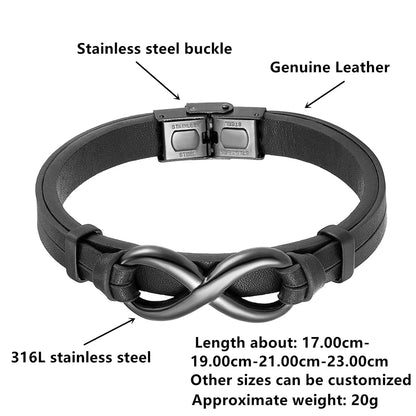 8 Words Charm Leather Bracelet for Men | Hiphop Fashion Stainless Steel Multi-layer Bangle